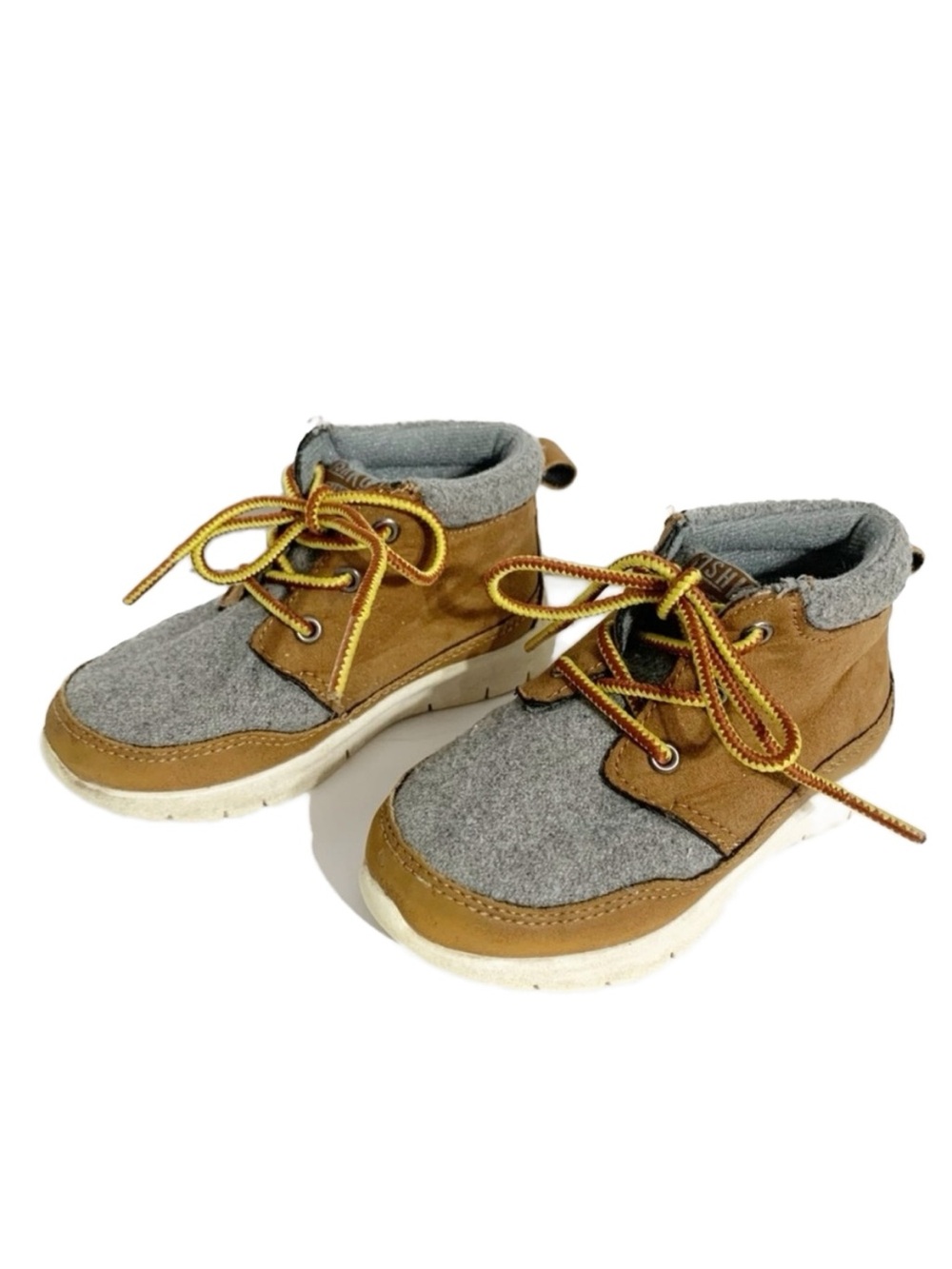 OshKosh B’Gosh CUBE-B Lace Up Fleece/Felt Faux Suede Boots Two Toned Mid Tops
